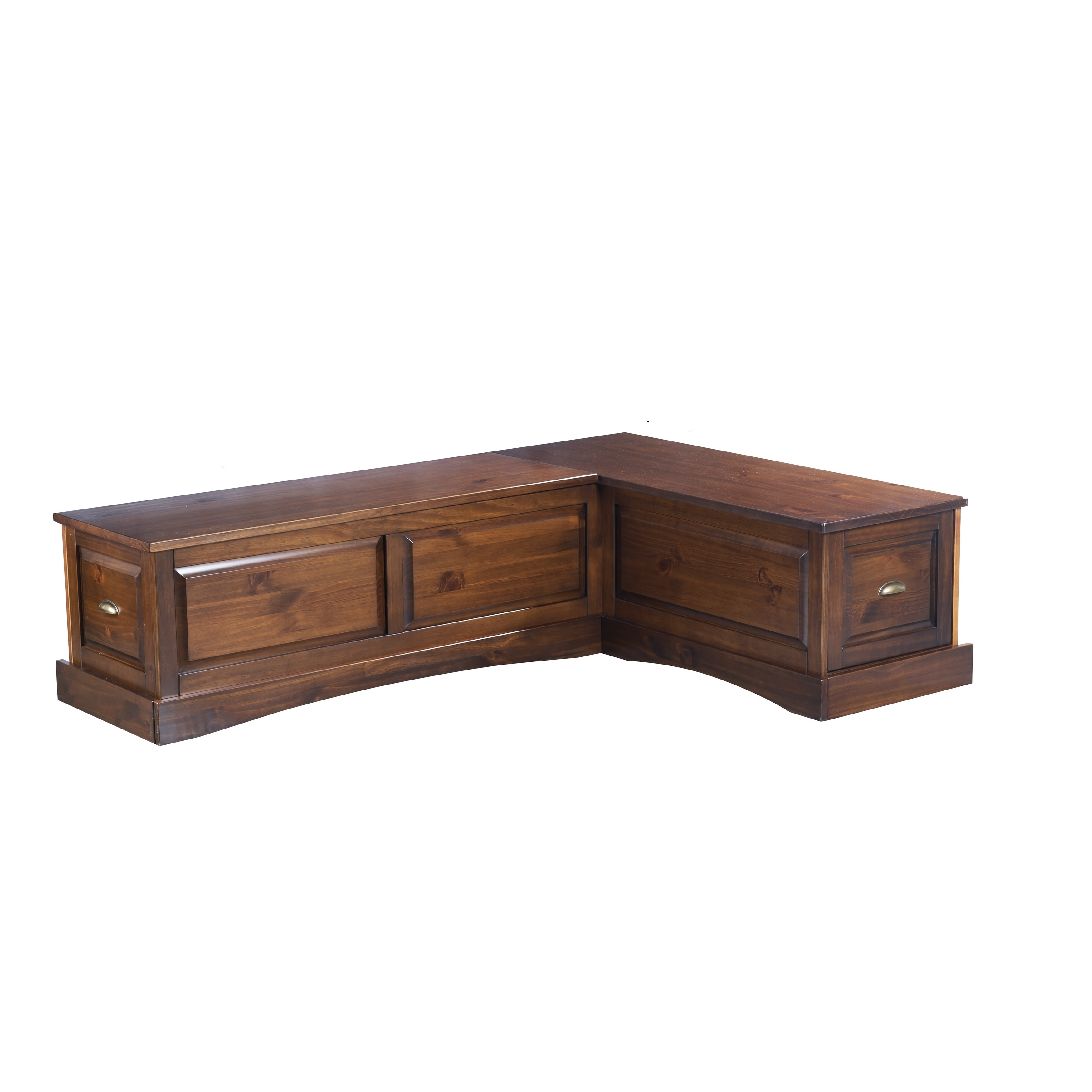 Wooden L Shaped Nook Corner Bench with Hidden Storage Brown