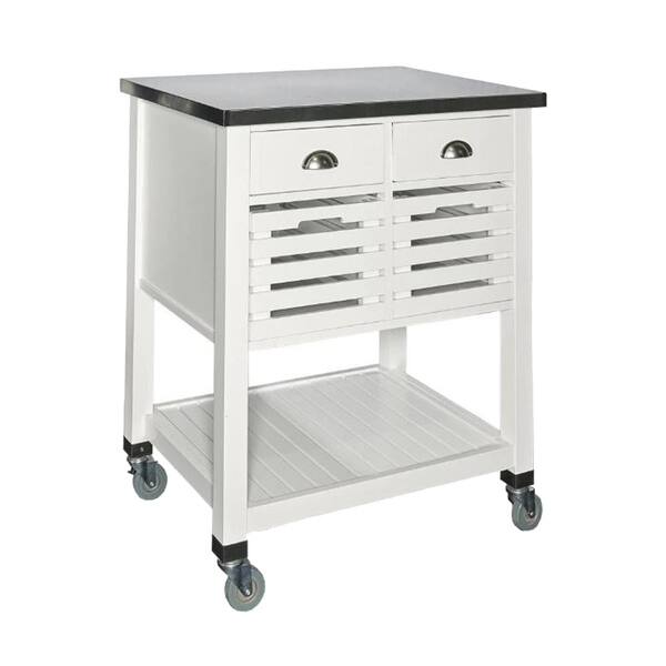 Shop Wooden Kitchen Cart With Caster Wheels And 4 Drawers White