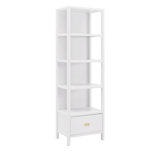 Shop Wooden Bookcase with Storage Drawer and 4 Shelves, White - On Sale ...