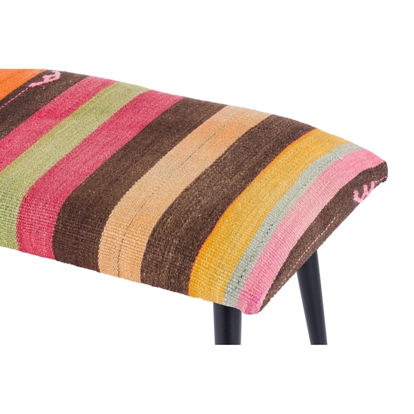 Pasargad Home Bosphorus Collection Vintage Kilim Cover Ottoman On Sale Overstock 29483070 Off White And Brown