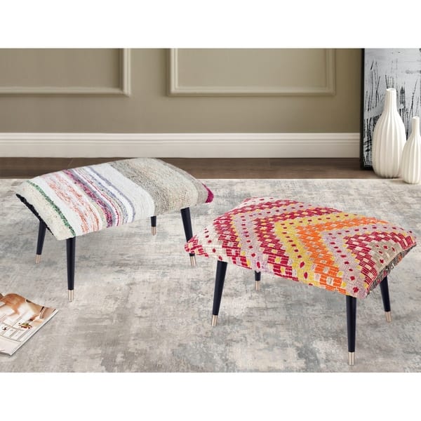 Pasargad Home Bosphorus Collection Vintage Kilim Cover Ottoman On Sale Overstock 29483070 Off White And Brown