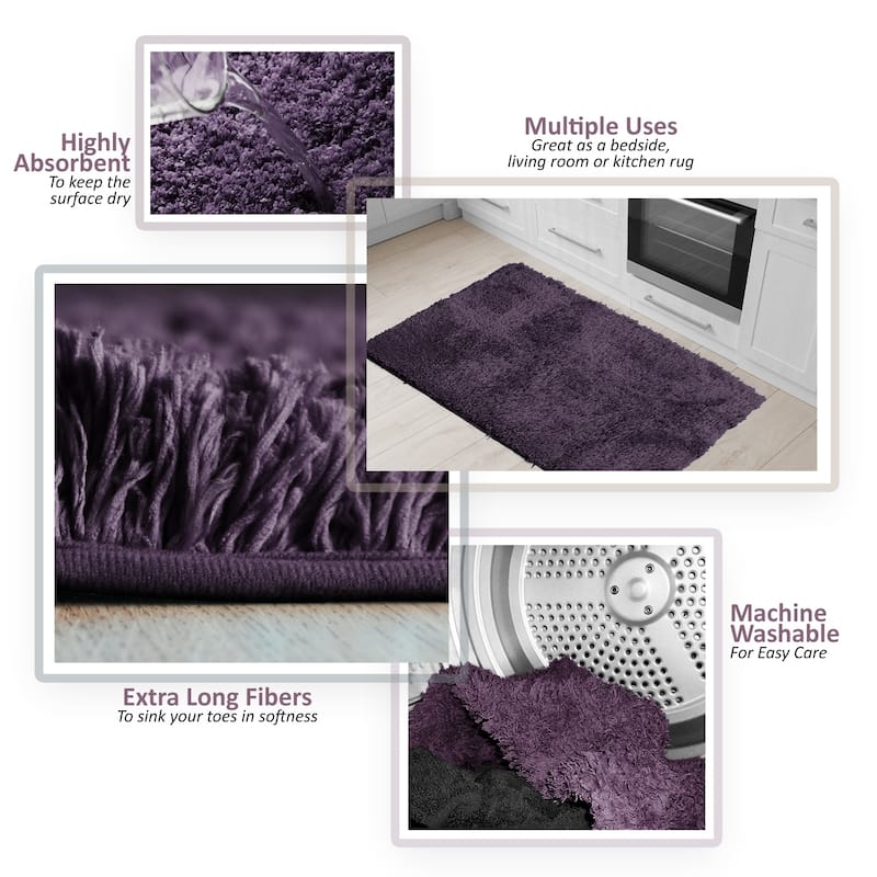 Porch & Den Lorena Shaggy/ Non-slip Rubber Backed Bath Rug