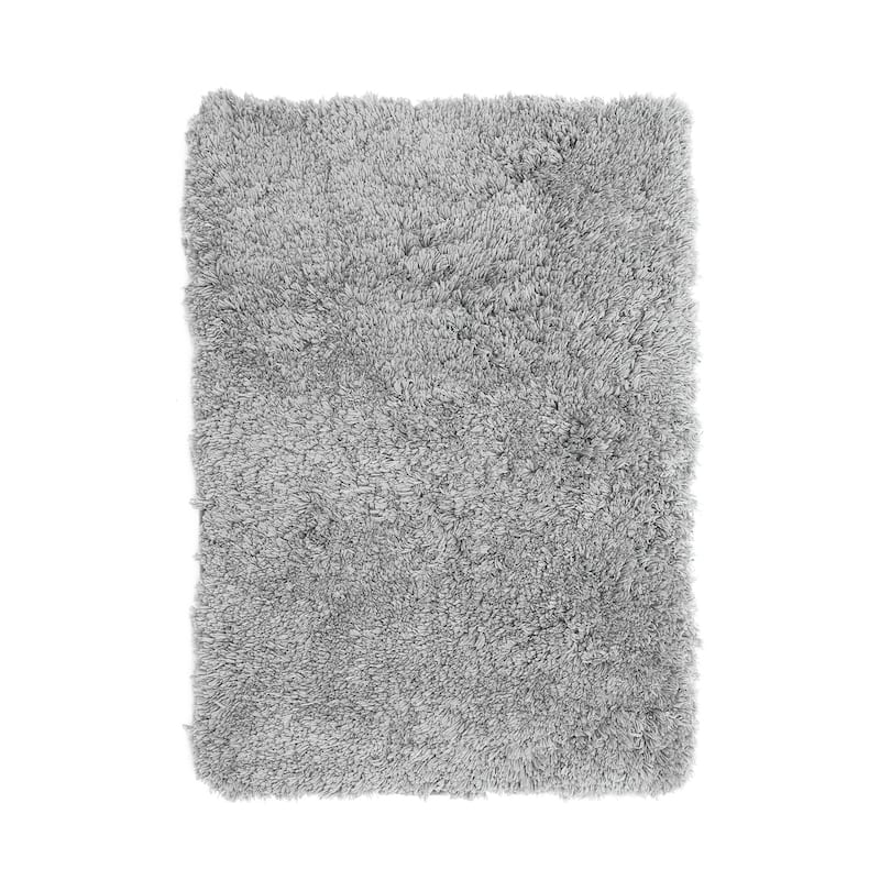 Porch & Den Lorena Shaggy/ Non-slip Rubber Backed Bath Rug - Small - 17 x 24 - Silver