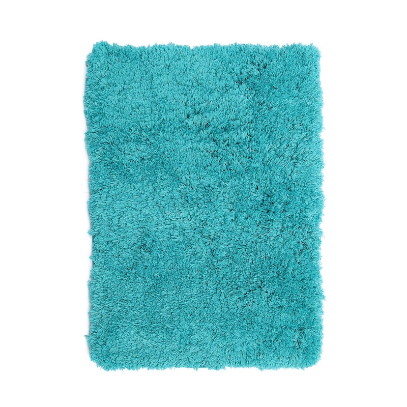 Porch & Den Lorena Shaggy/ Non-slip Rubber Backed Bath Rug - Small - 17 x 24 - Teal