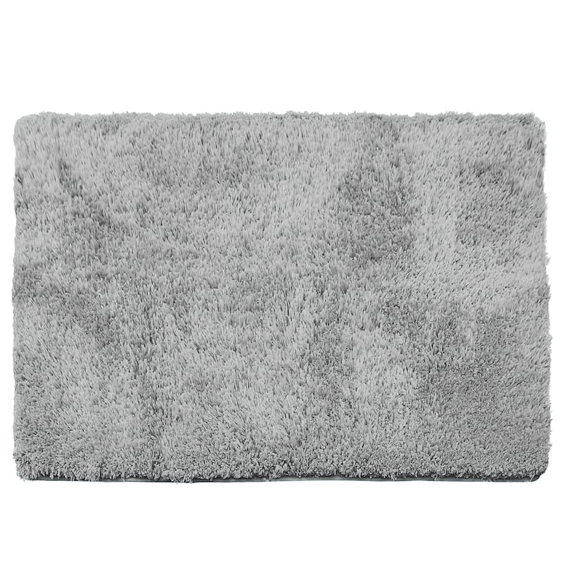 Porch & Den Lorena Shaggy/ Non-slip Rubber Backed Bath Rug - Large - 32 x 48 - Silver