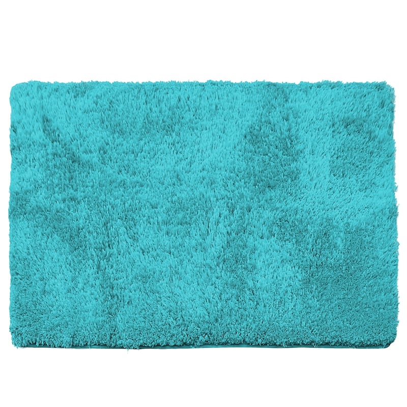 Porch & Den Lorena Shaggy/ Non-slip Rubber Backed Bath Rug - Large - 32 x 48 - Teal