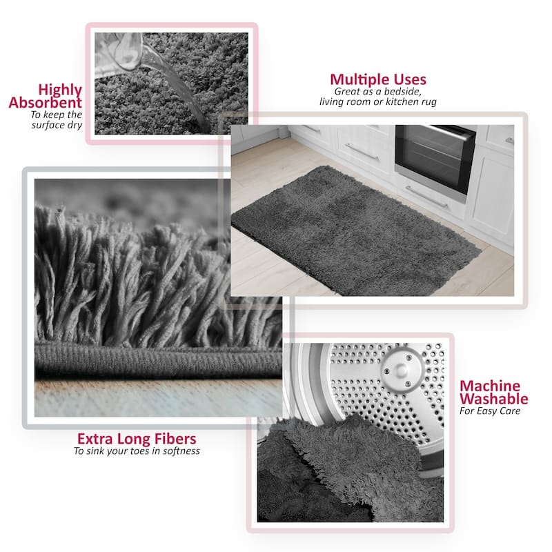 Porch & Den Lorena Shaggy/ Non-slip Rubber Backed Bath Rug