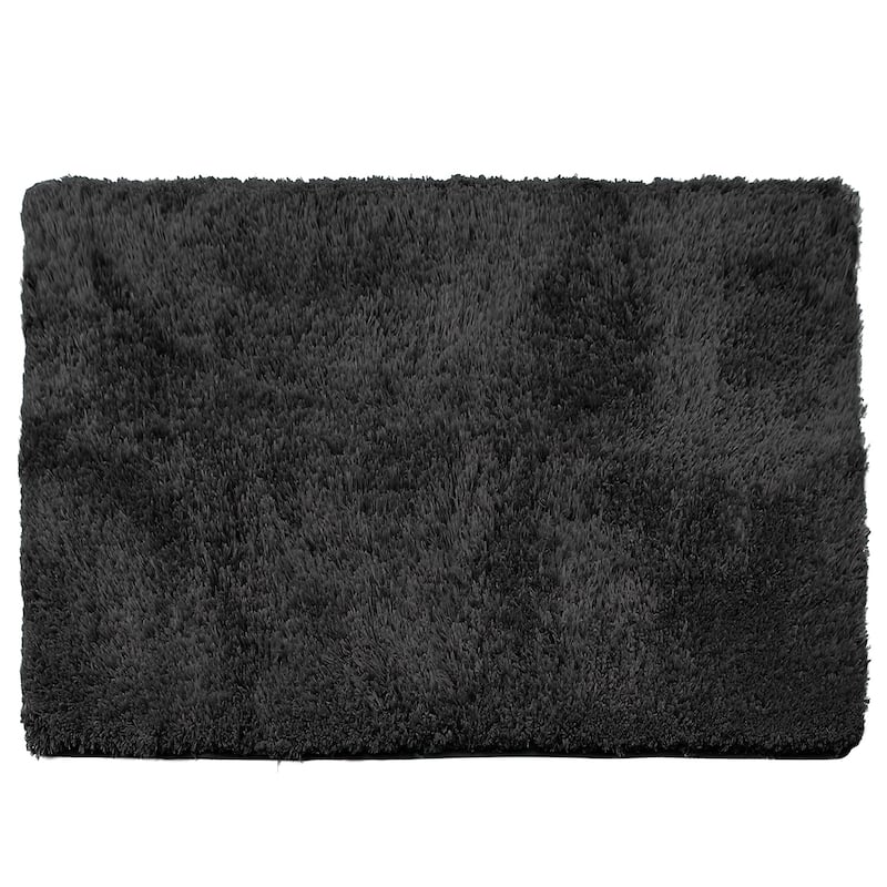 Porch & Den Lorena Shaggy/ Non-slip Rubber Backed Bath Rug - Large - 32 x 48 - Black