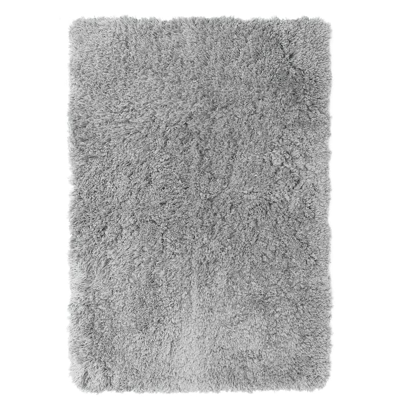 Porch & Den Lorena Shaggy/ Non-slip Rubber Backed Bath Rug - Medium - 20 x 32 - Silver