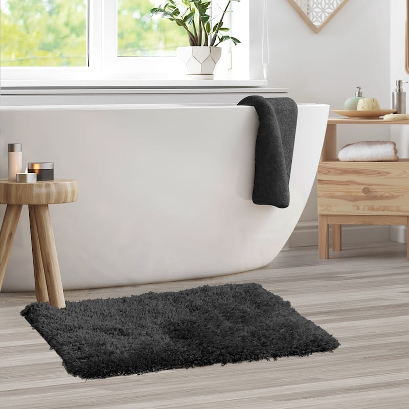 Porch & Den Lorena Shaggy/ Non-slip Rubber Backed Bath Rug