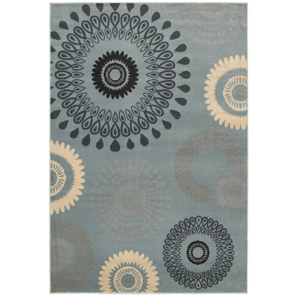 LR Home Adana Blue Bursting Medallions 9'2" x 12'6" - 9'2" x 12'6"