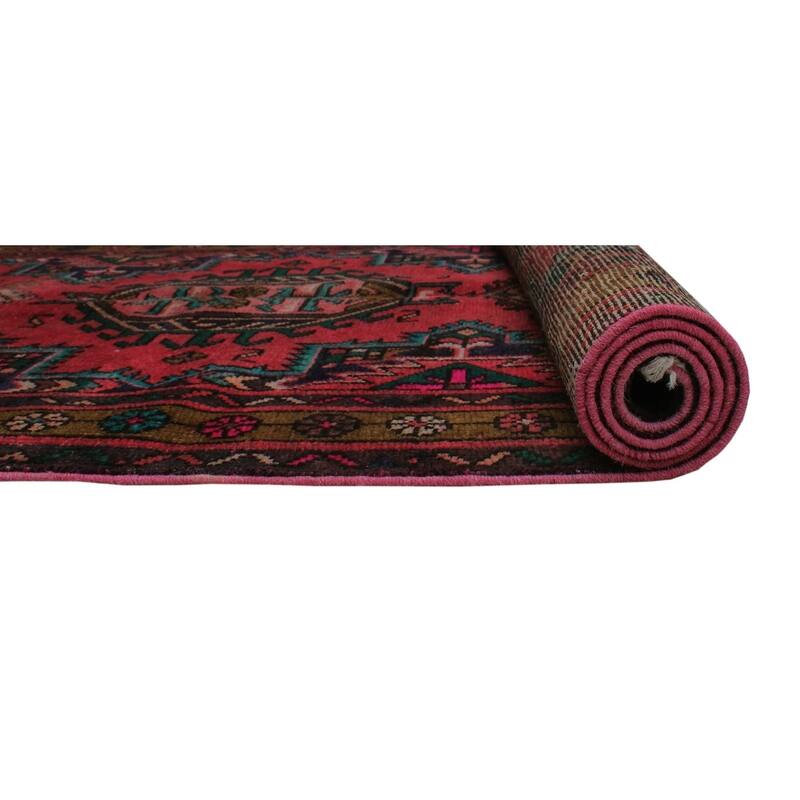 Noori Rug Fine Vintage Distressed Abzari Red/Blue Runner 3'5" x 11'11