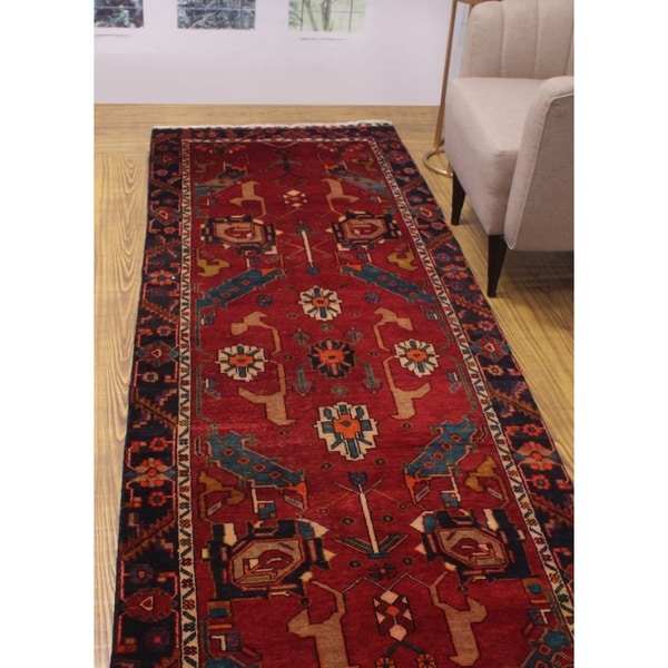 Home Living Rug Handmade Rug Floor Rugs Blue and Red Rugs 3'7'' x 6'1'' ft Vintage Bohemian Tribal Area Turkish Rugs Hand Knotted Rug