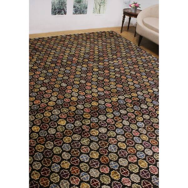 slide 1 of 7, Noori Rug Balochi Abrad Chocolate/Blue Rug - 8'11" x 11'8"