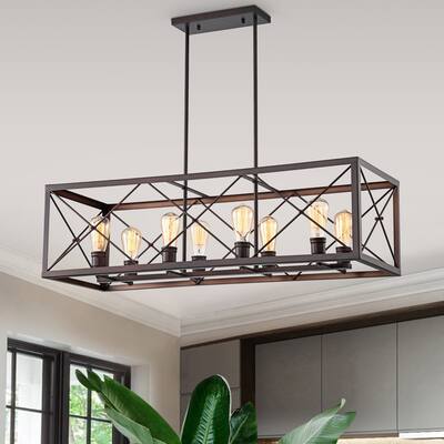 The Gray Barn Hyacinth Hill Antique Bronze 8-light Linear Chandelier