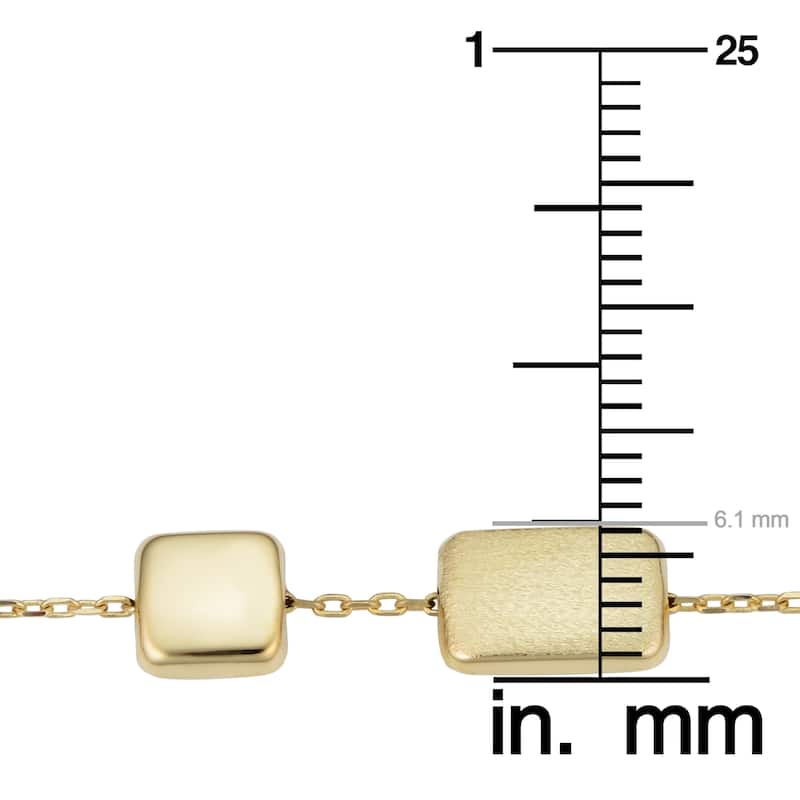 14K Yellow Gold Alternating Square and Rectangle Geometric Station Necklace (26 inches)