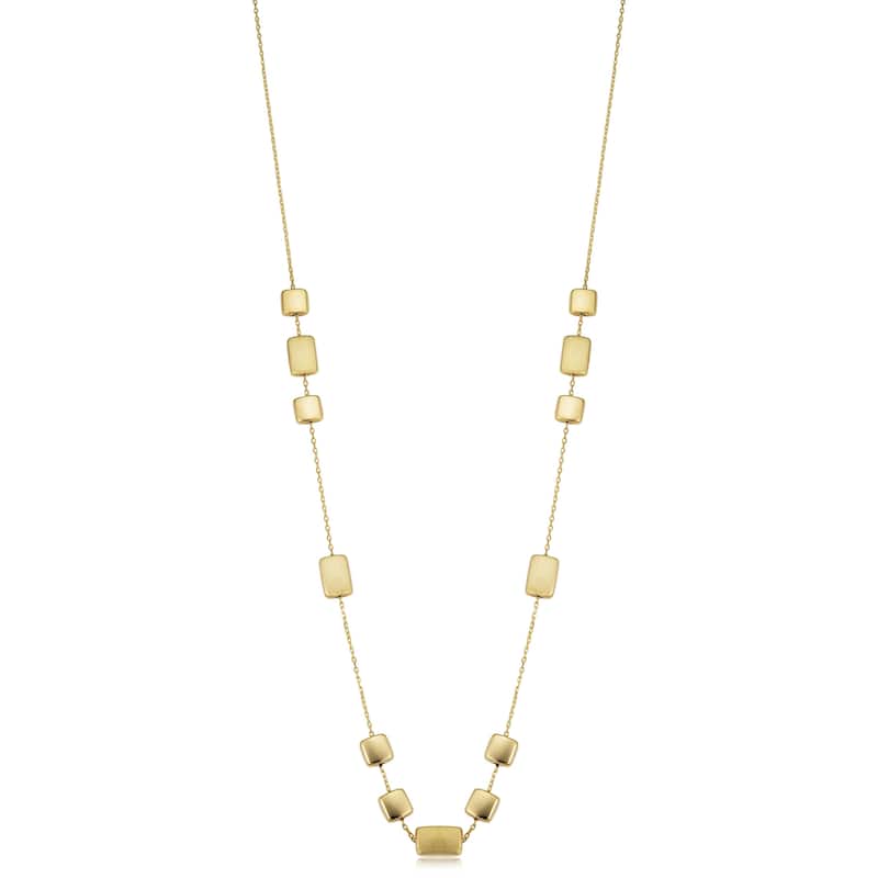 14K Yellow Gold Alternating Square and Rectangle Geometric Station Necklace (26 inches)