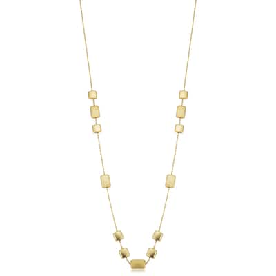 14K Yellow Gold Alternating Square and Rectangle Geometric Station Necklace (26 inches)