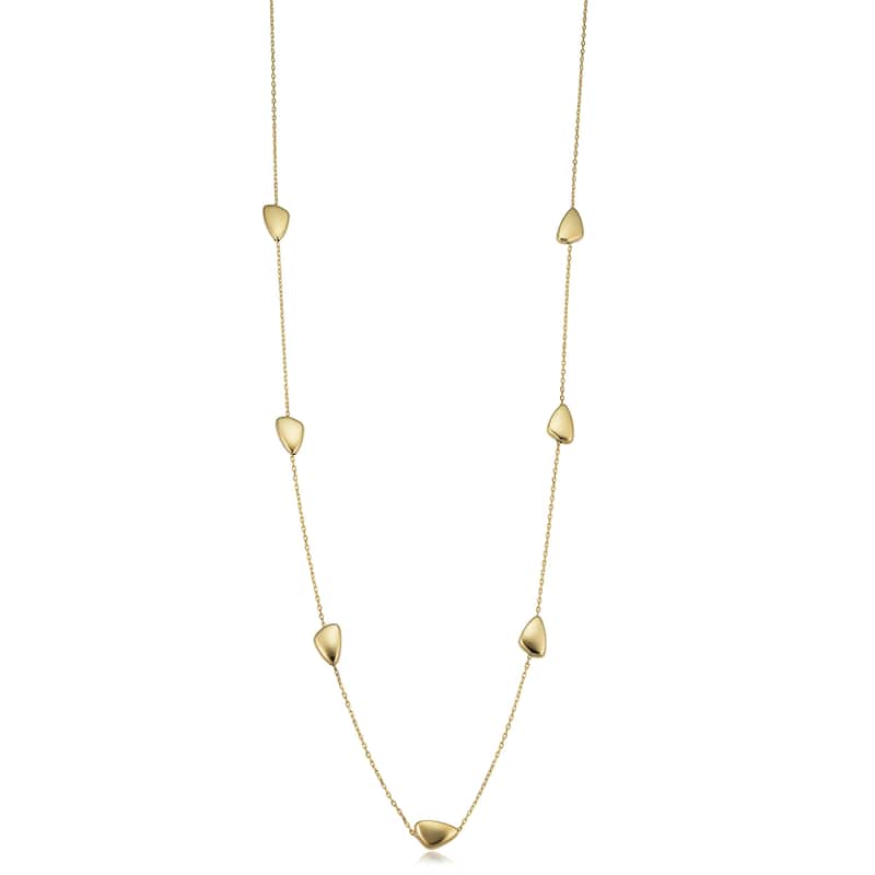 14K Yellow Gold Geometric Pebble Station Necklace (26 inches)