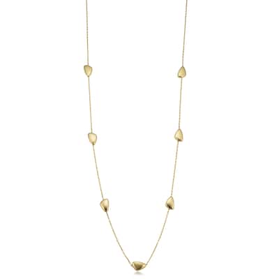 14K Yellow Gold Geometric Pebble Station Necklace (26 inches)