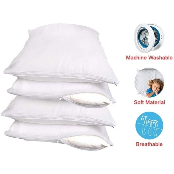 Bacteria Standard Size, Set of 2 100/% Satisfaction Guaranteed! 2 Pack Dust Mite Bed Bug Proof Waterproof Pillow Protectors Zippered Allergy Control Encasement