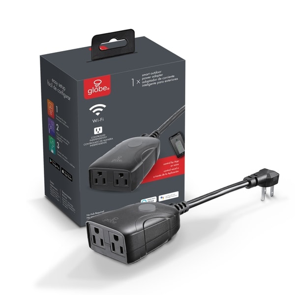 Wi-Fi Smart 2-Outlet Outdoor Plug, No Hub Required, Voice Activated - Black. Opens flyout.