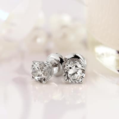 Auriya 2ctw Round Diamond Stud Earrings 14k Gold Certified (G-H, SI2-I1)