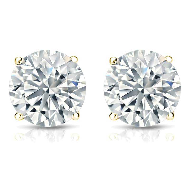 Auriya 2ctw Round Diamond Stud Earrings 14k Gold Certified (G-H, SI2-I1)
