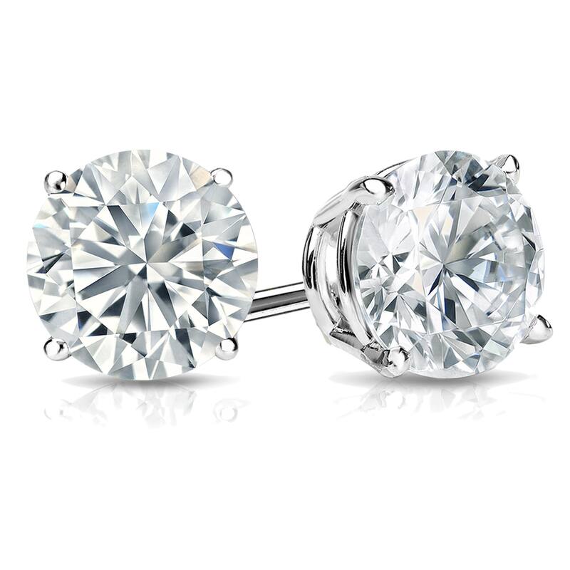 Auriya 2ctw Round Diamond Stud Earrings 14k Gold Certified (G-H, SI2-I1) - White