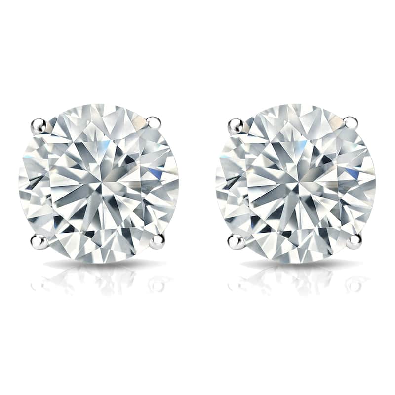 Auriya 2ctw Round Diamond Stud Earrings 14k Gold Certified (G-H, SI2-I1)