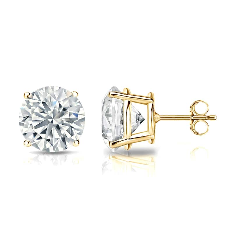 Auriya 2ctw Round Diamond Stud Earrings 14k Gold Certified (G-H, SI2-I1)