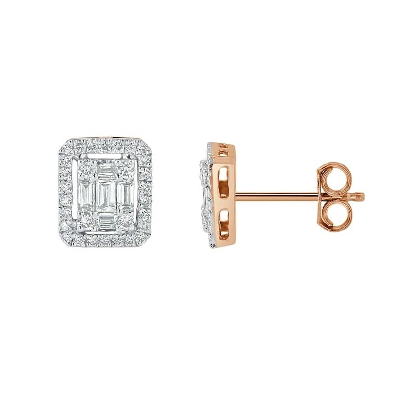 Auriya 1/2ctw Emerald Halo Diamond Stud Earrings 14K Gold (H-I, I1-I2)