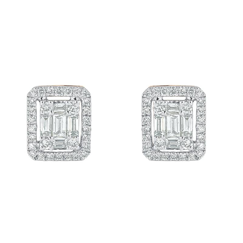 Auriya 1/2ctw Emerald Halo Diamond Stud Earrings 14K Gold (H-I, I1-I2)