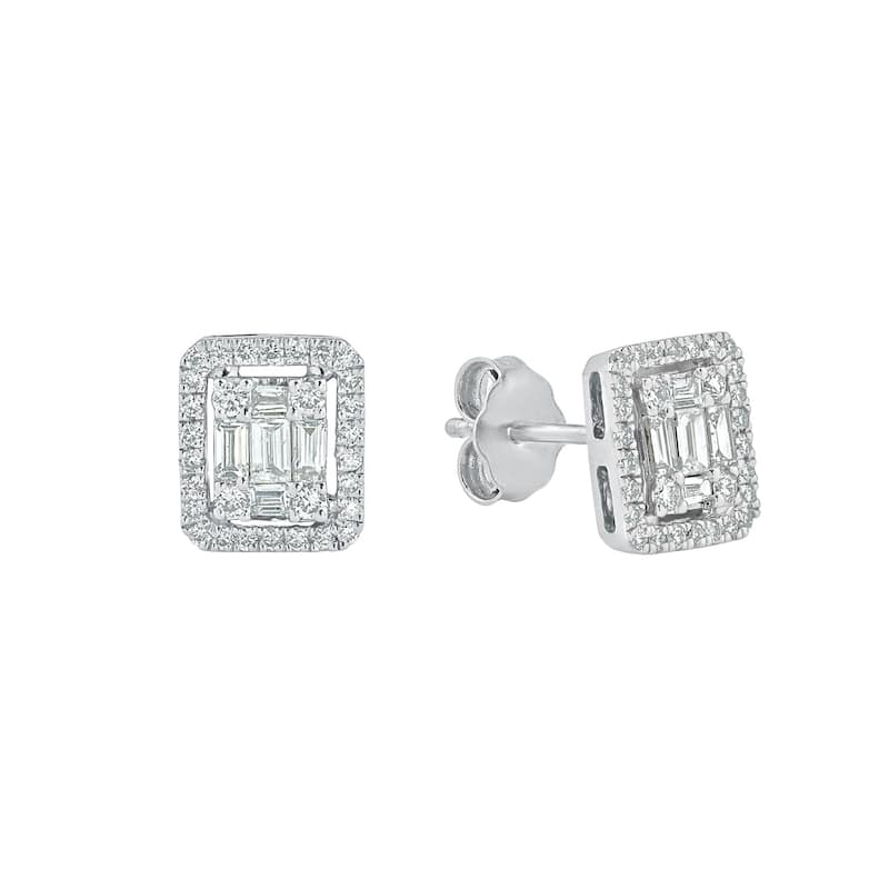 Auriya 1/2ctw Emerald Halo Diamond Stud Earrings 14K Gold (H-I, I1-I2)