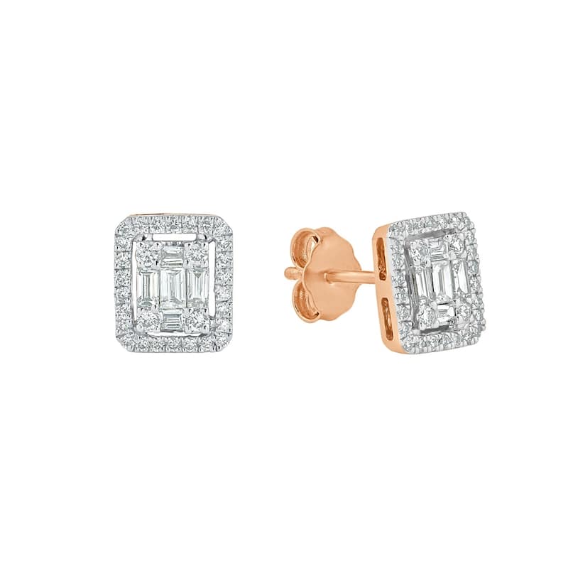 Auriya 1/2ctw Emerald Halo Diamond Stud Earrings 14K Gold (H-I, I1-I2)