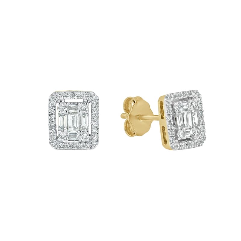 Auriya 1/2ctw Emerald Halo Diamond Stud Earrings 14K Gold (H-I, I1-I2)