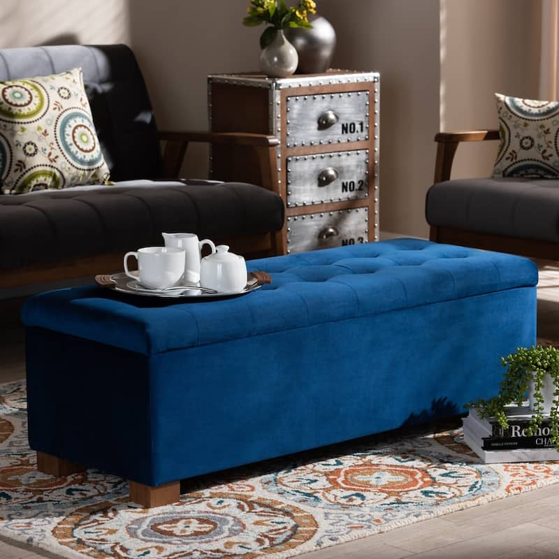 Carson Carrington Bahult Upholstered Grid-tufted Storage Ottoman Bench - Navy