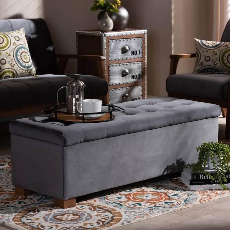 Carson Carrington Bahult Upholstered Grid-tufted Storage Ottoman Bench