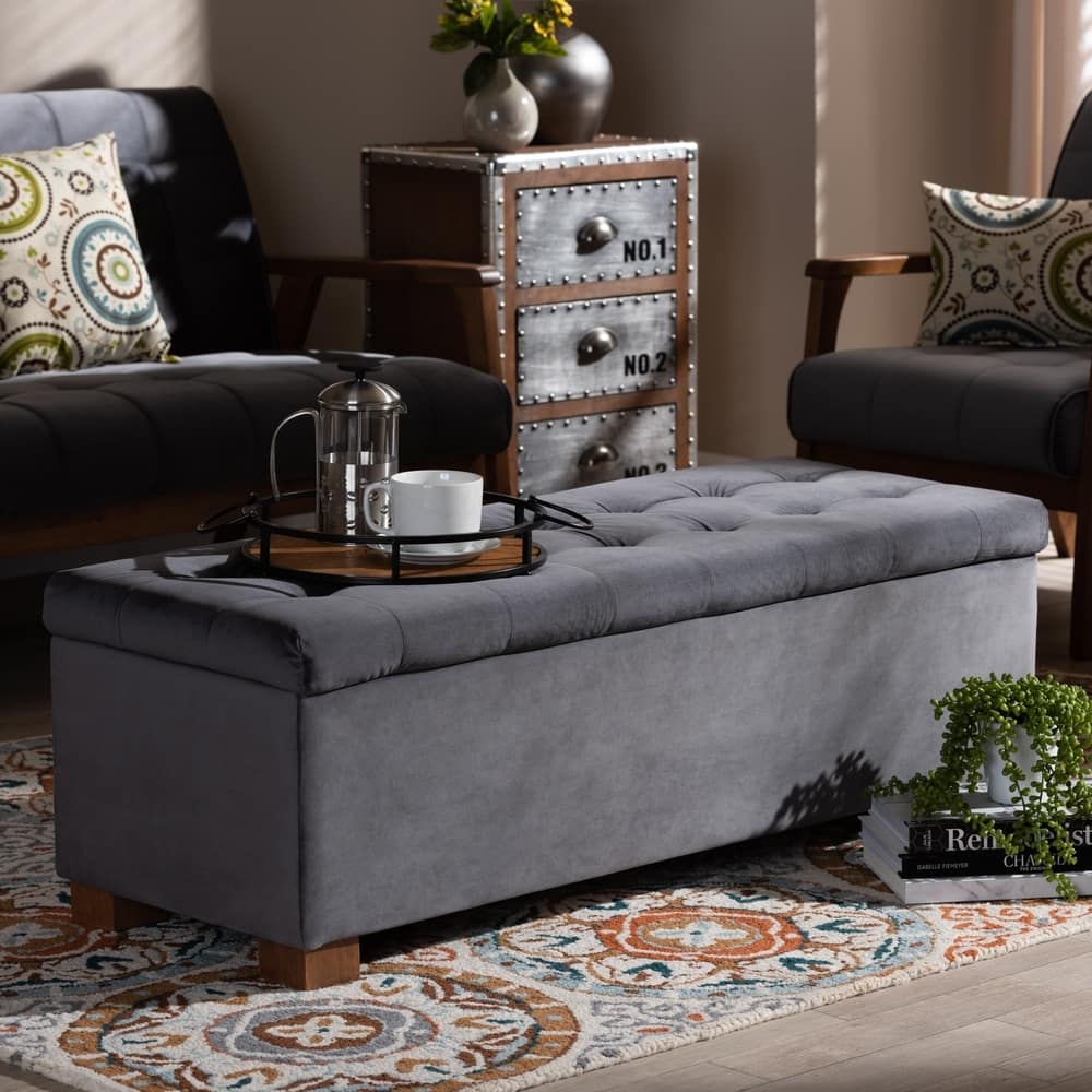 Carson Carrington Bahult Upholstered Grid-tufted Storage Ottoman Bench