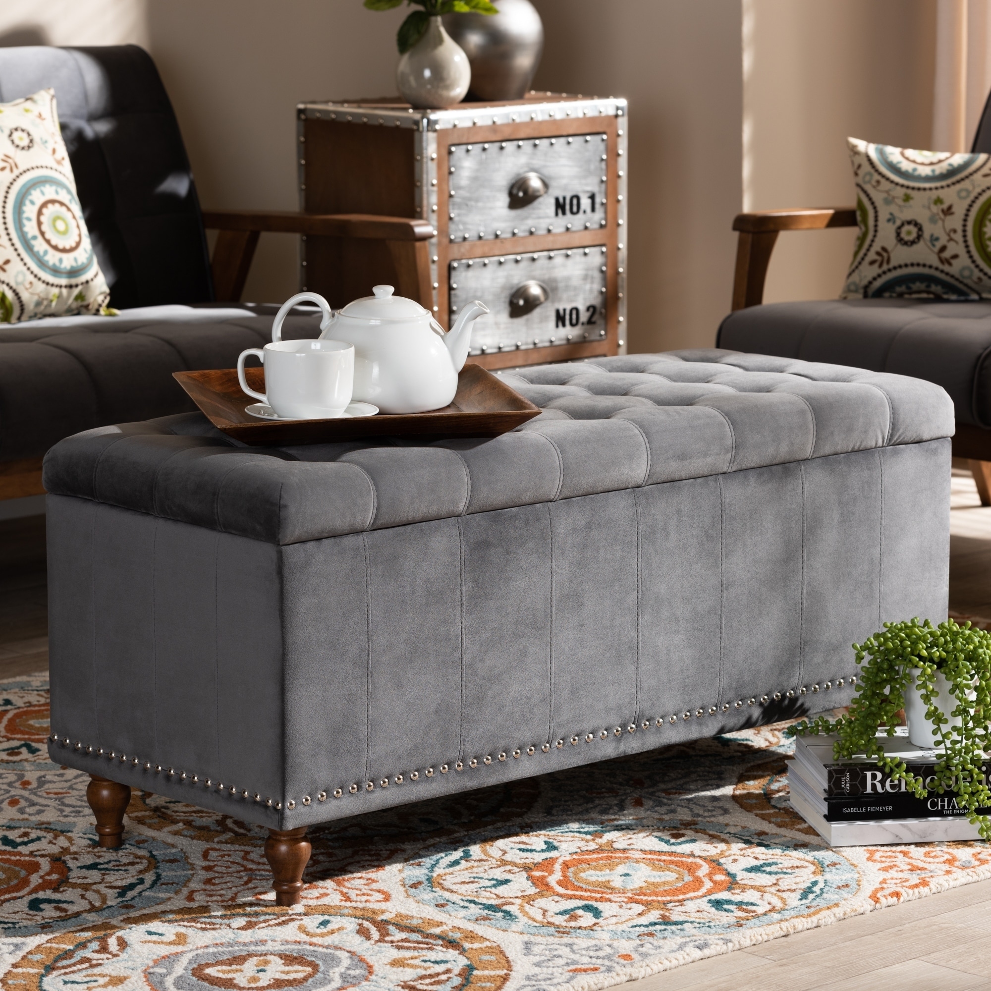 Carson Carrington Bahult Upholstered Storage Ottoman Bench
