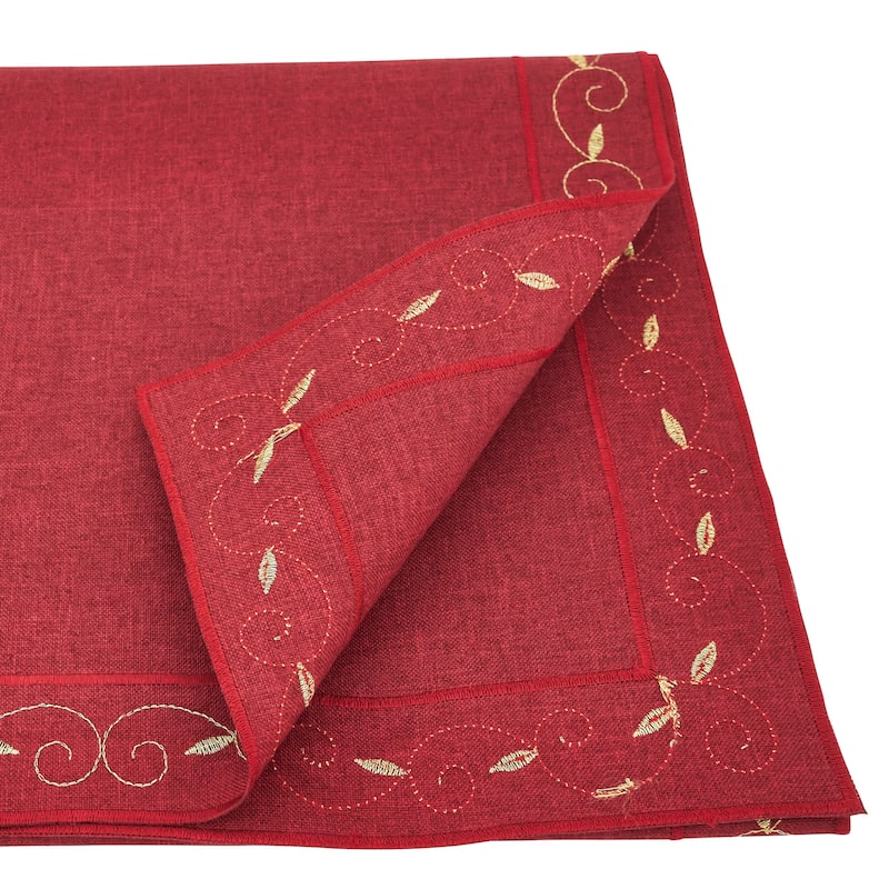 Holiday Table Runner With Embroidered Border Design