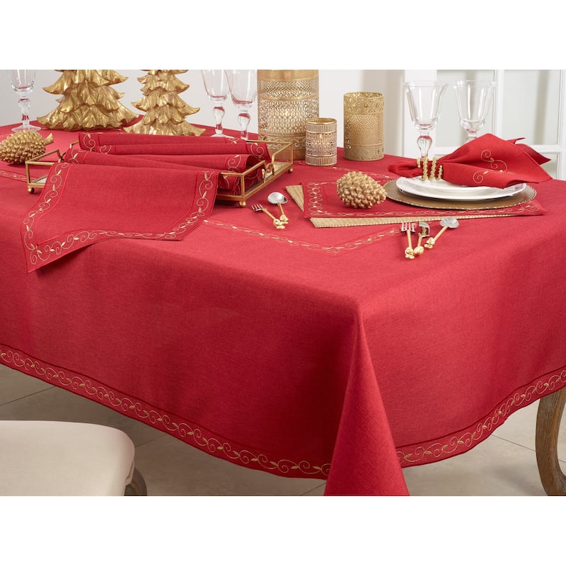 Holiday Table Runner With Embroidered Border Design