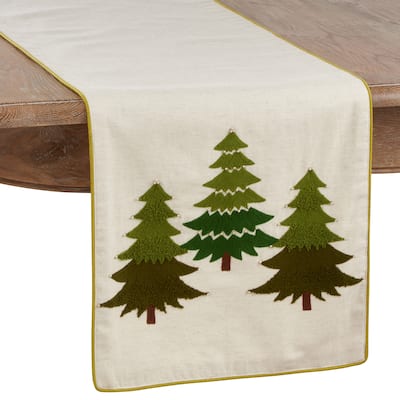 Embroidered Christmas Tree Holiday Table Runner