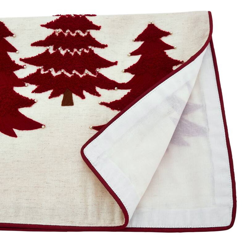 Embroidered Christmas Tree Holiday Table Runner