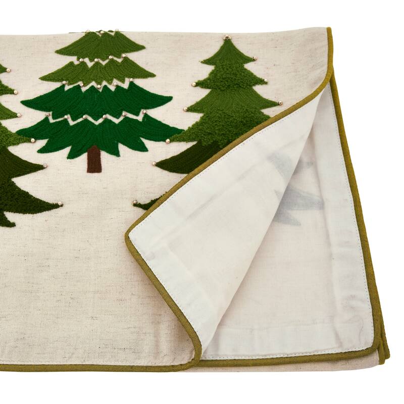 Embroidered Christmas Tree Holiday Table Runner