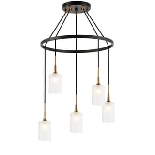 Woodbridge Lighting 20928CBZ5 Chelsea 5-light Pendant Chandelier (Opal Cylinder Glass) - Chandeliers For Bedrooms by Overstock.com