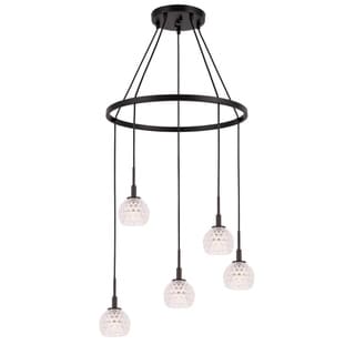 Woodbridge Lighting 21028BRZ Elise 5-light Pendant Chandelier (Clear Crystal Ball) - Chandeliers For Bedrooms by Overstock.com