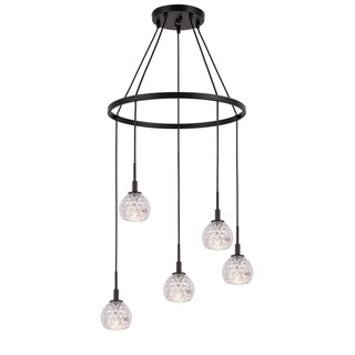 Woodbridge Lighting 21028BRZ Elise 5-light Pendant Chandelier (Mercury Crystal Ball) - Chandeliers For Bedrooms by Overstock.com