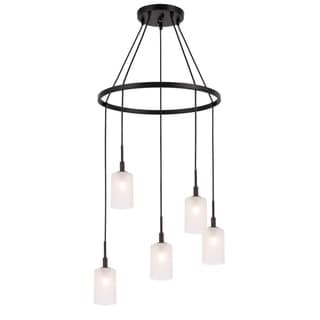 Woodbridge Lighting 21028BRZ Elise 5-light Pendant Chandelier (Opal Cylinder Glass) - Chandeliers For Bedrooms by Overstock.com