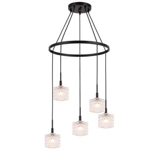 Woodbridge Lighting 21028BRZ Elise 5-light Pendant Chandelier (Clear Crystal Square) - Chandeliers For Bedrooms by Overstock.com